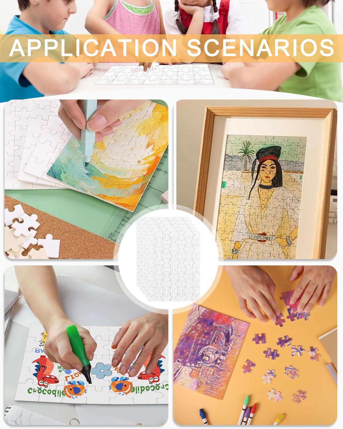 DAFNE 5 unbemalte Puzzleteile (bemalbar), DIY-Puzzles, DIY-Fotopuzzles, Kreativ-Bastelsets, Kindergeburtstags- und Kunstprojekte, Kindergeburtstagsbasteln (insgesamt 350 Teile)