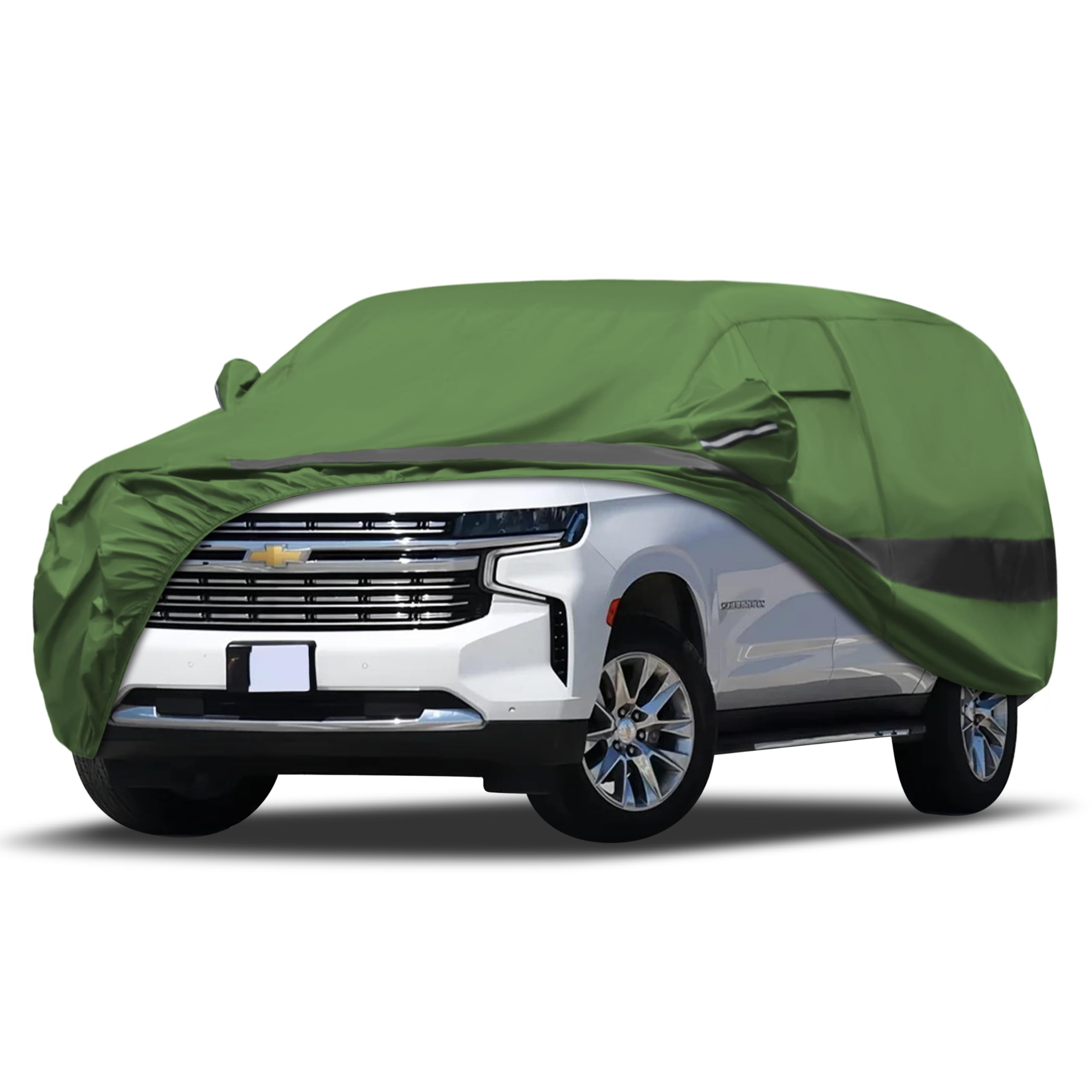 Heavy Duty Outdoor Car Cover Intended for Chevy Suburban,Waterproof All Weather for Automobiles, Outdoor Full Cover Rain Sun UV Protection with Zipper Cotton