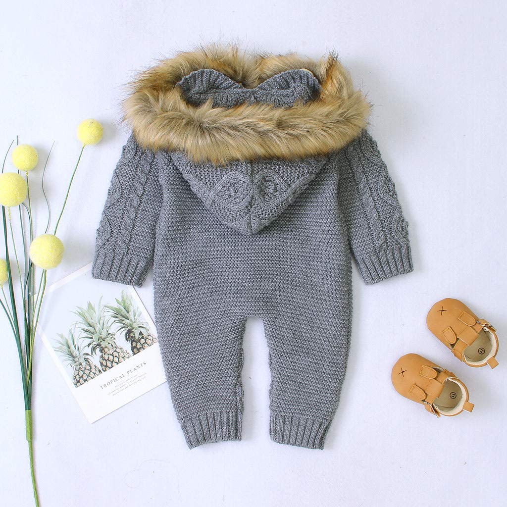 OBiQuzz Borsa sportiva da ragazza Collar Knit Baby Faux Warm Sweater Hooded Girl Jumpsuit Boys Coat&Jacket Jack E Bambini