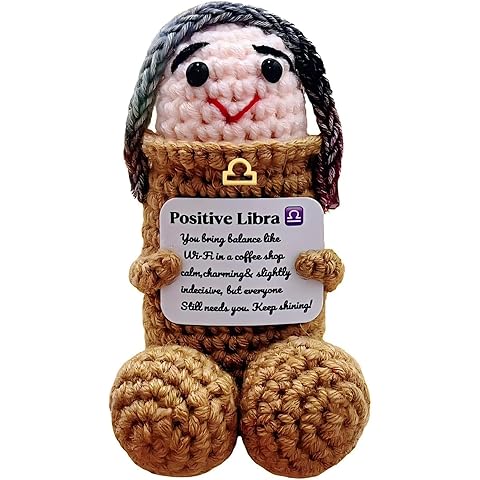 Libras Birthday Gifts Women Christmas Stockings Stuffers Kids,Self Care Gifts Libras Zodiac Constellation Uplifting Plush Toy Cute Crochet Dolls for Halloween Decor,Easter Valentine's Day(Libra)