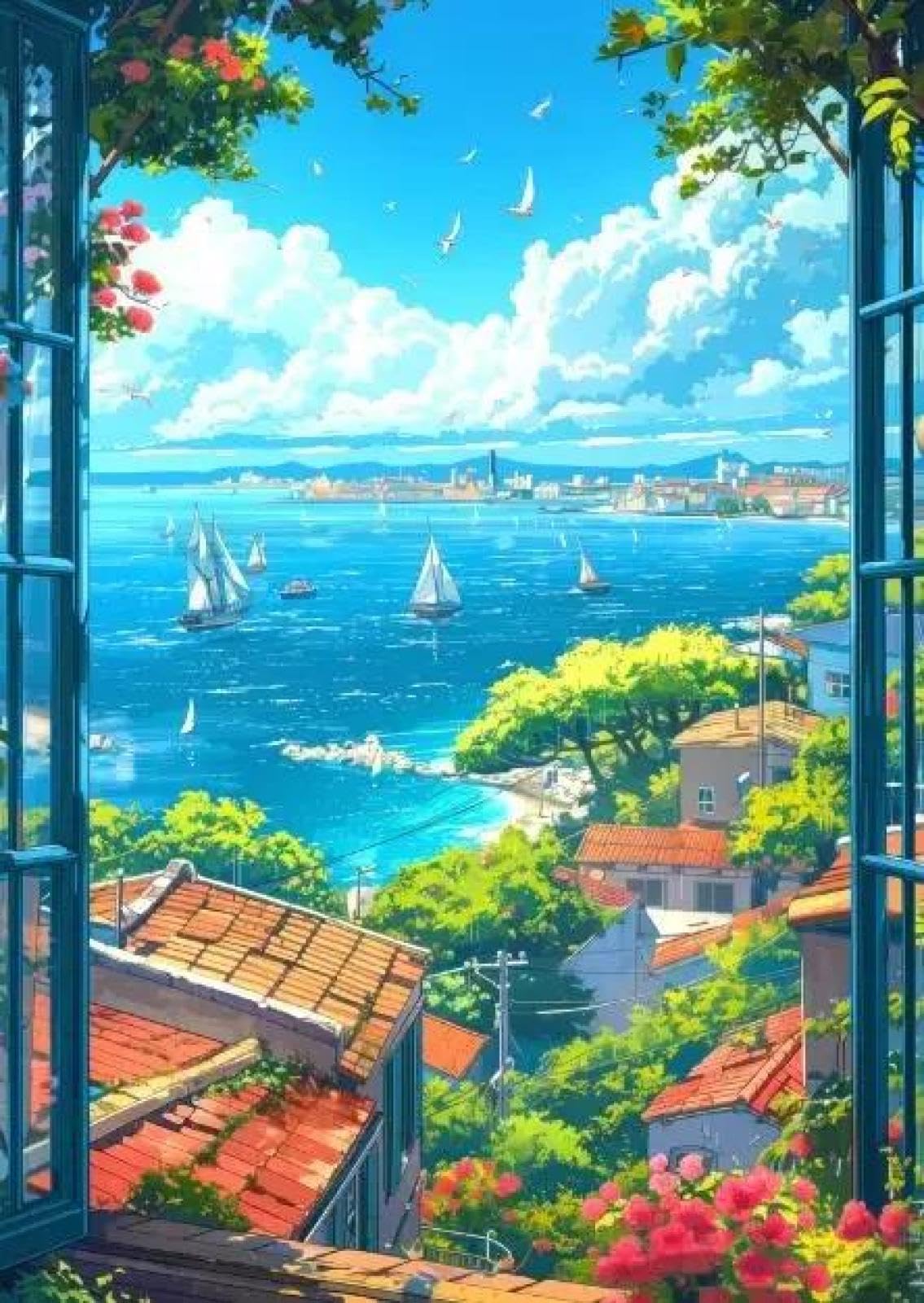 SHINERING Abstract Beach Forest Anime Landscape Canvas Painting Sea Summer Beach Wall Art Poster Prints For Living Room Home Decor A3 21X30Cm Unframed