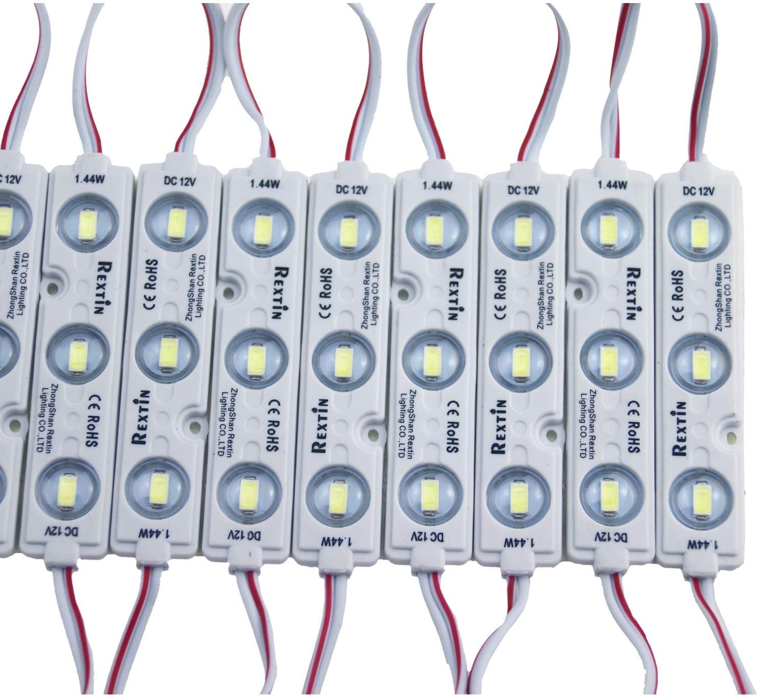 Rextin Super bright 200pcs 3 LED Module Green 5630 5730 SMD 40-45LM Per led Waterproof Decorative Light for Letter Sign Advertising Signs with Tape Adhesive Backside