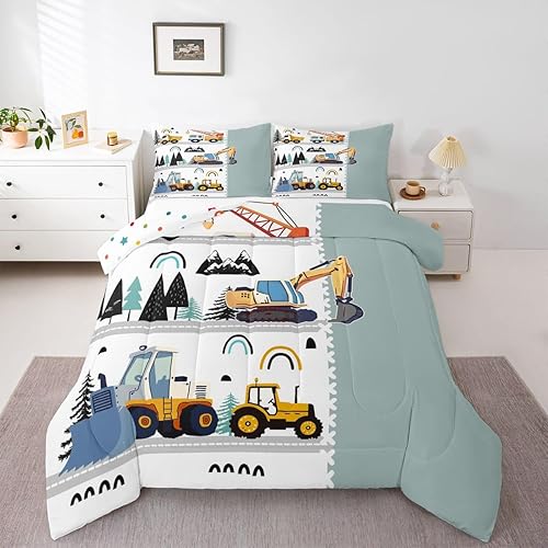 Miniatura 20 de Erosebridal Juego de edredón para niños, camión de bomberos, camión de bomberos, tamaño matrimonial, edredón acolchado de vehículo de policía, Color