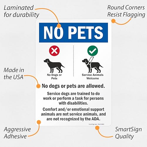 Miniatura 6 de SmartSign Paquete de 4 etiquetas adhesivas de animales de apoyo emocional de 7 x 5 pulgadas con símbolos de perro, poliéster laminado de 5 mil con