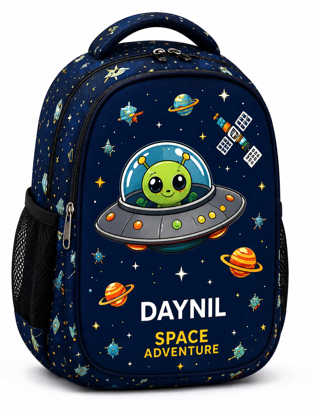 daynil fashion Kids Backpack Alien Space Adventure Printed School Bag with Dual Zipper Compartments for Nursery Preschool Boys and Girls-picture-26