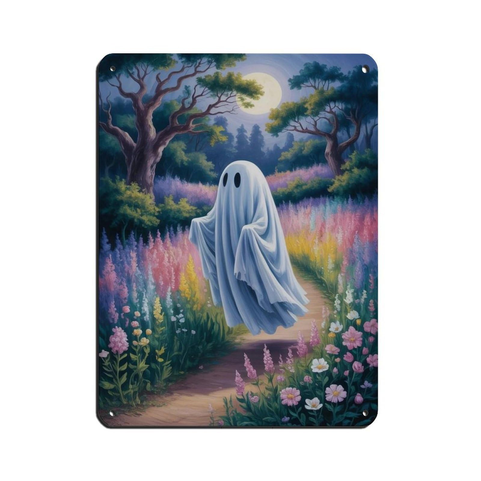 Ghost Is Dancing in The Forest, Dark Academia Tin Sign Vintage Metal Pub Club Cafe Bar Home Wall Art Decoration Poster Retro 12x16inch(30x40cm)