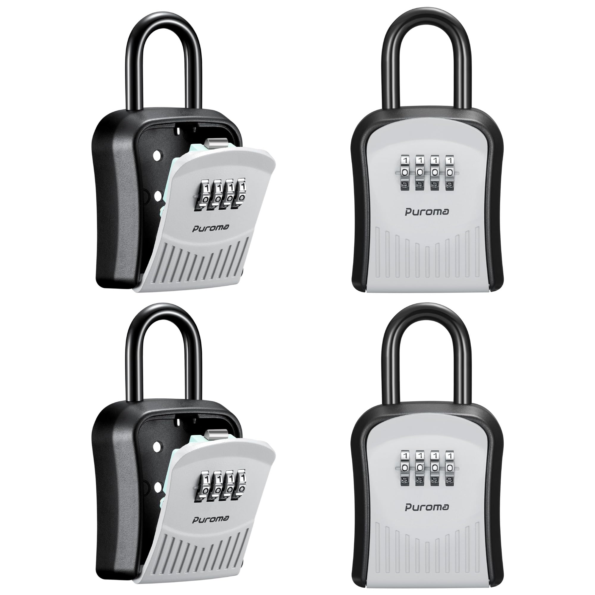 Puroma Lock Box Combination Key Lock Box, Wall-Mounted Portable Storage Lockbox for Keys with Resettable Code, Outside Safe Security Box for House,