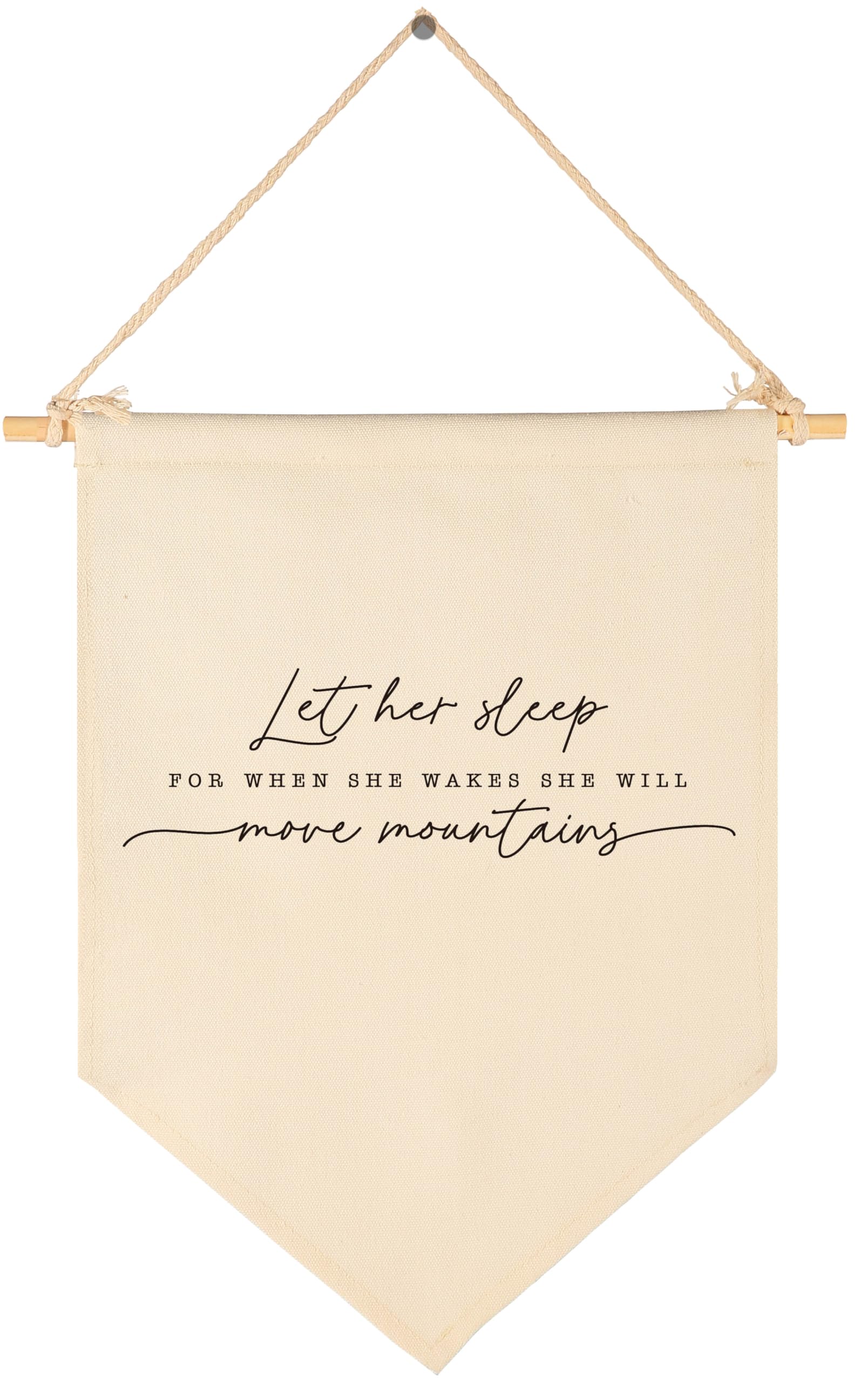 Let Her Sleep for When She Wakes She Will Move Mountains-Pennant Wall Decor Gift for Baby Girls Kids-Canvas Pennant Banner Pennant Wall Decor Gift for Nursery Baby Room Bedroom-Baby Gift Shower