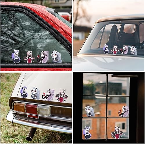 Miniatura 4 de 5.1" 4 calcomanías geniales Loona Anime Peludo Calcomanías para Windows Laptop Parachoques Equipaje Vinilo Accesorios de coche