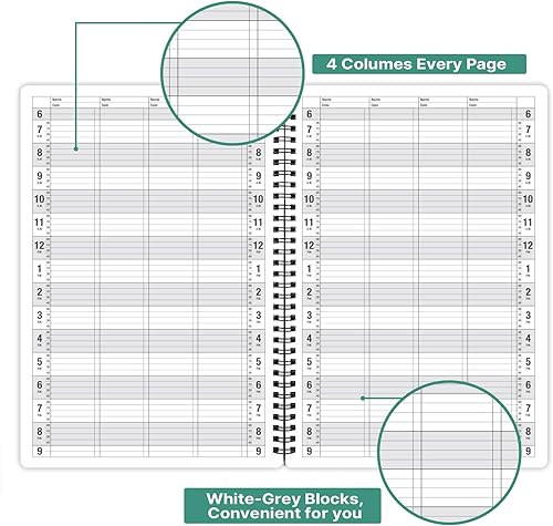 Miniatura 5 de Libro de citas – Libro de citas de salón sin fecha, libro diario y horario con 200 páginas, de 6 AM a 9 PM, planificador diario de intervalos de 15