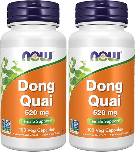 NOW Suplementos, Dong Quai (Angelica sinensis) 520 mg, Apoyo Femenino*, 100 Cápsulas Vegetales (Paquete de 2)