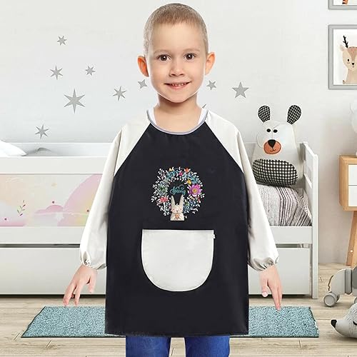 Miniatura 2 de arte para niños, delantales pintura, para niños, con manga larga y 1 bolsillos para edades de 8 a 12 años