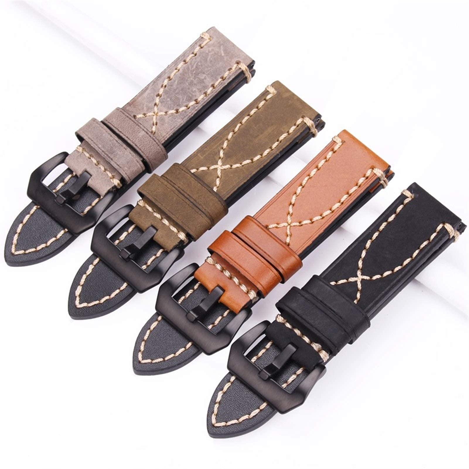 Leder Uhrengurt echtes Band 22mm 24mm Uhrenbandbänder Lady Men Armband Edelstahlschnalle