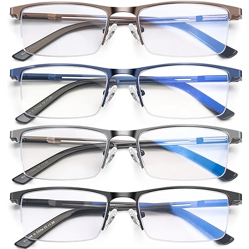Reading Glasses for Men Blue Light Blocking Reading Glasses Metal Readers Men with spring hinge Eyeglasses