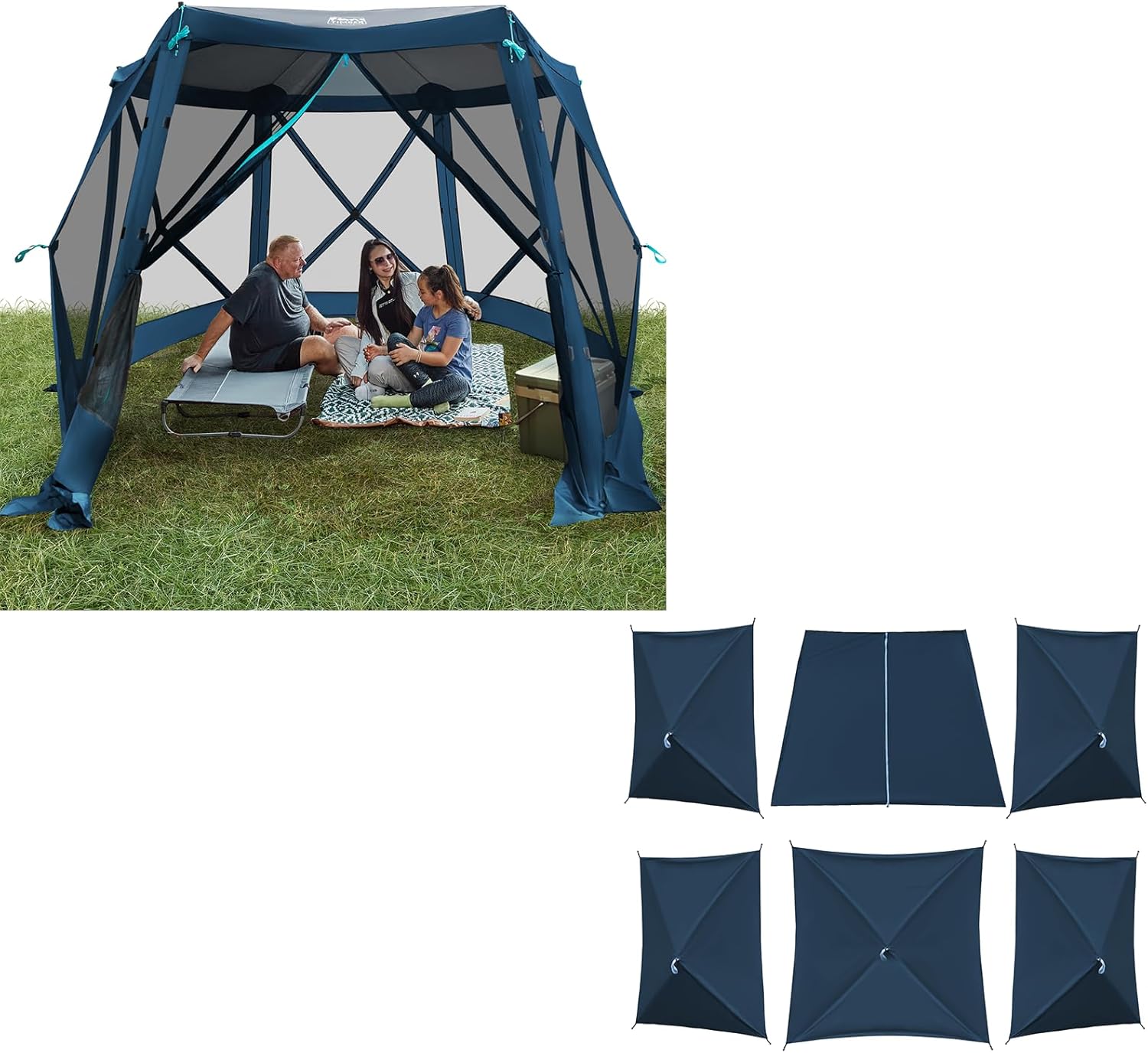 Easy Pop Up Gazebo Canopy Tent for Camping, 11.5 X 9.8 Ft Portable Instant Screened House, Pop Up Canopy with Netting for Backyard, Patio, Outdoor, Tailgating, Picnics, Blue Easy Pop Up Gazebo Canopy Tent for Camping, 11.5 X 9.8 Ft Portable Instant Screened House, Pop Up Canopy with Netting for Backyard, Patio, Outdoor, Tailgating, Picnics, Blue