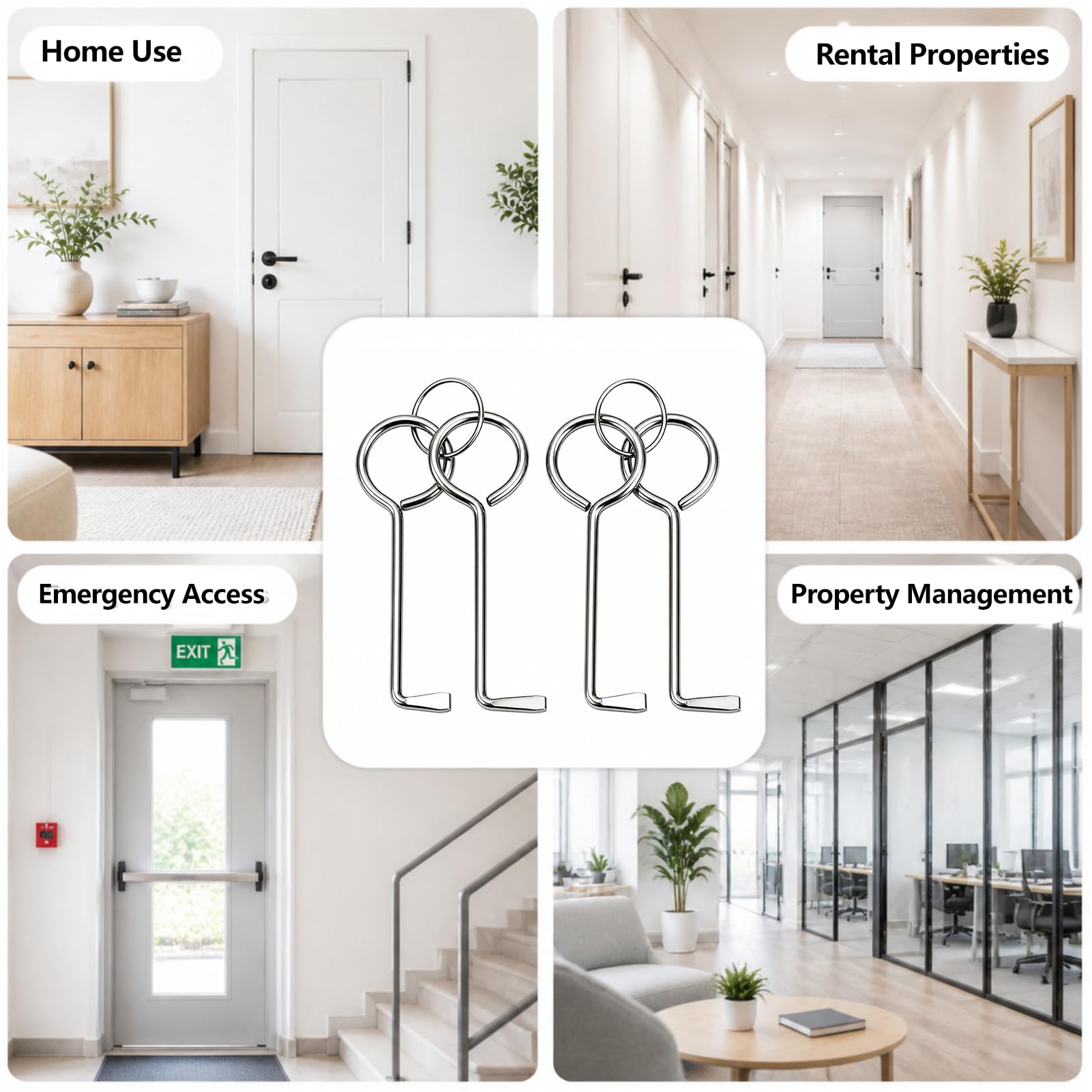 4PCS Clés à Serrure Professionnelles Universelles, Passe-Partout, Clé Universelle pour Porte Intérieure, Ouvre-Portes pour Serrure de Chambre et Porte Clef, Clef Universelle pour Serrures
