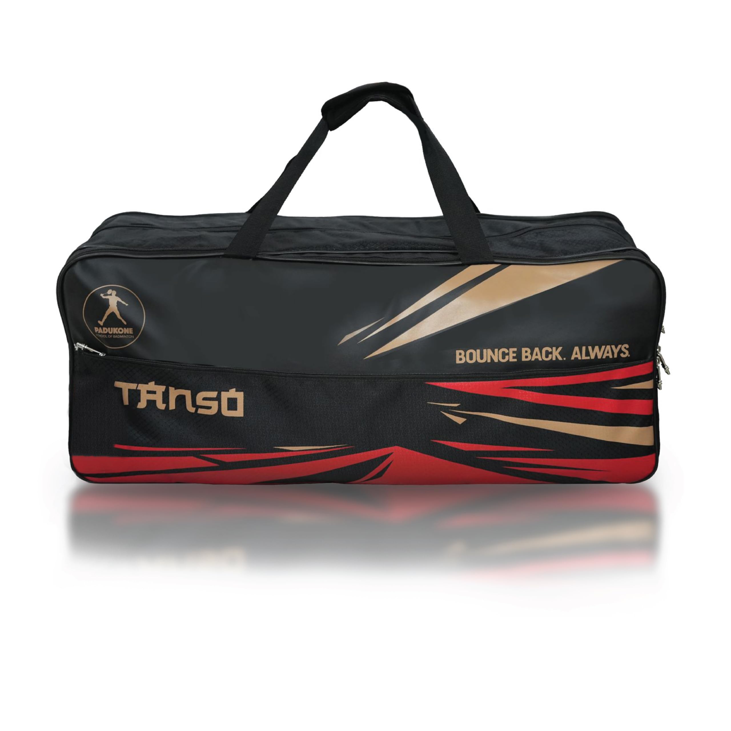 TANSO Tournament Impact Badminton Kit Bag | Spacious Racket Bag with Three Large Compartments and Separate Shoe Compartment | Front Zipper Pocket | Unisex - Men, Boys, Girls, Women