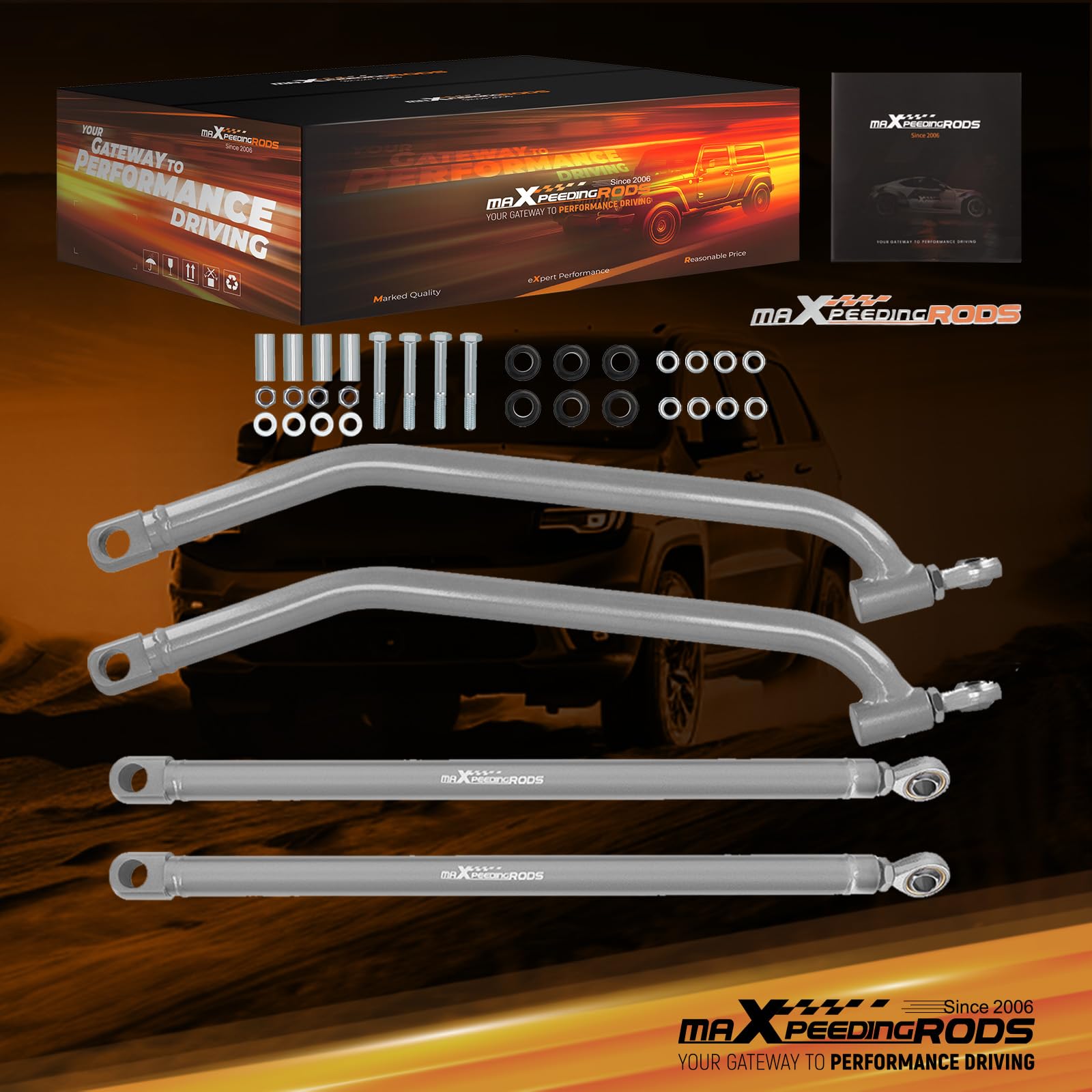 maXpeedingrods Kit de barres de rayon inférieures arrière de 32 mm pour Polaris RZR 1000 XP EPS DE 2014-17 en acier au carbone