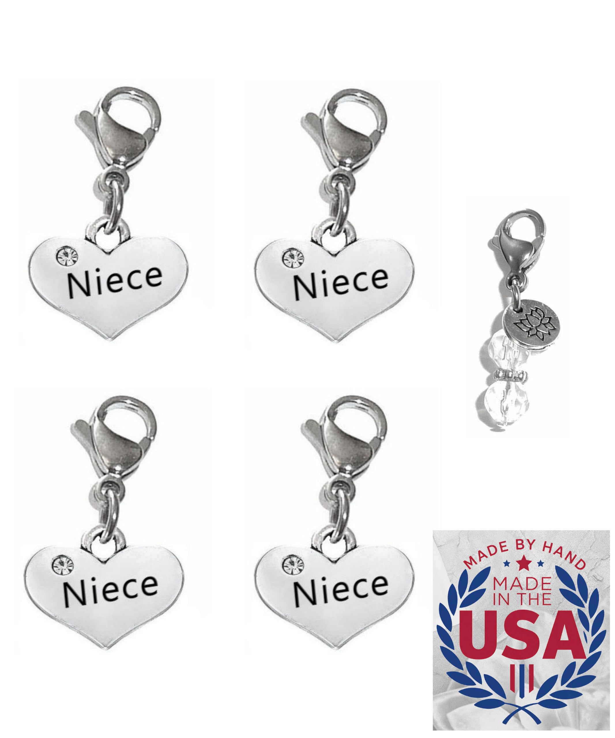 Hidden Hollow Beads 4 Clip On Charms for Purse, Handbag, Keychain, Zipper Pull, Backpack, Jewelry Accessory, USA