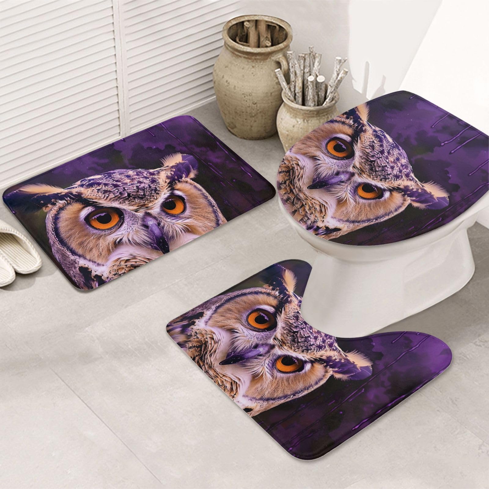 Tapis de salle de bain antidérapant lot de 3 haute absorption en flanelle douce