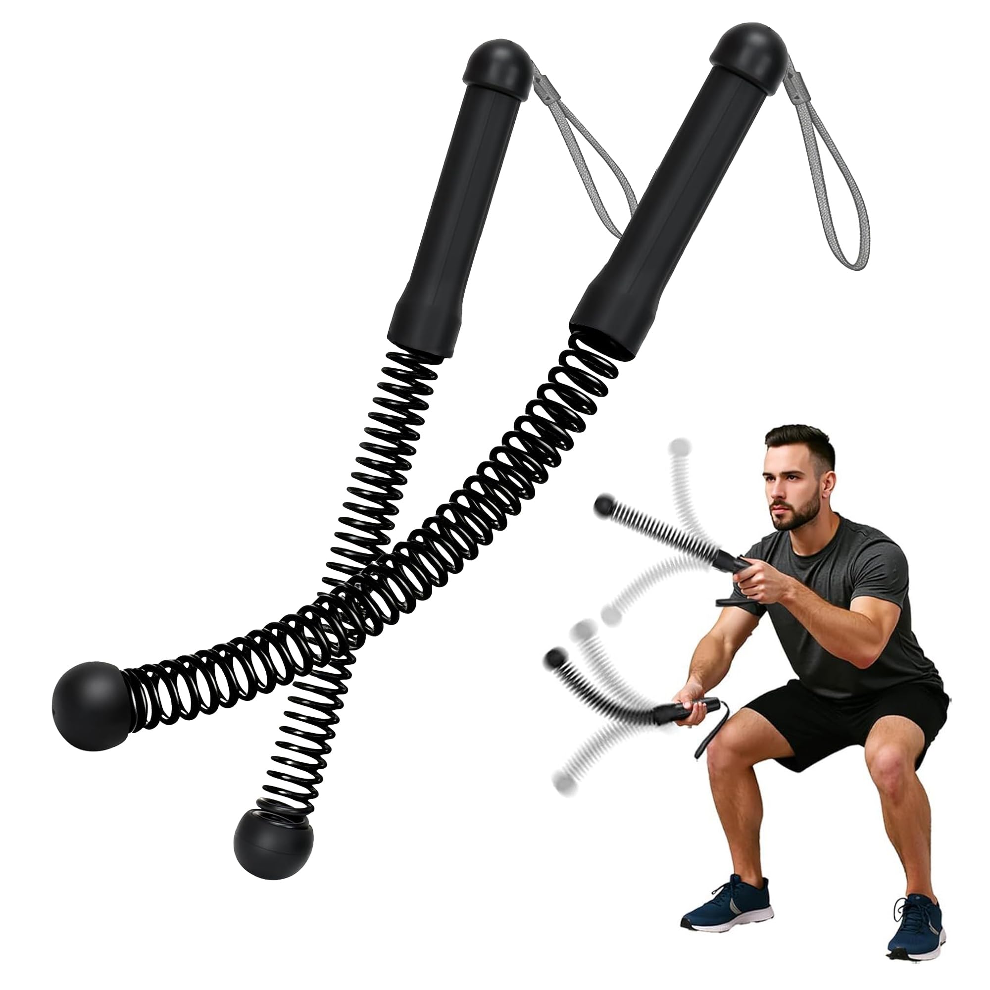 2PCS Weighted Ropeless Battle Ropes, Cordless Battle Rope for Home Gym, HIIT, Strength, Quiet Portable Training Rope, Workout Exercise Rope for Strength Building, HIIT and Low-Impact Aerobic Training