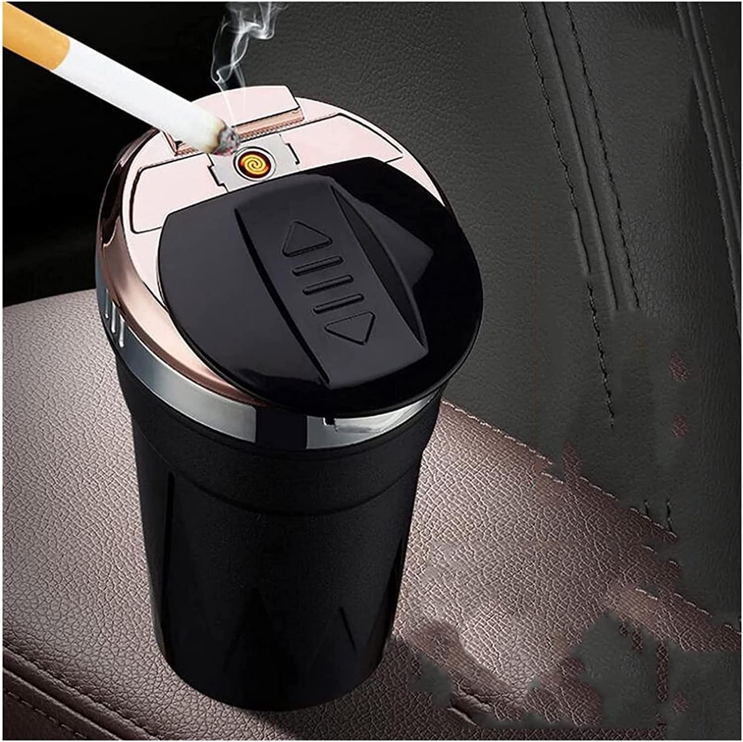 Car Ashtray Portable Cigarette Smokeless Cylinder Cup Holder with LED Light Indicator,Ideal for Car,Home and Office