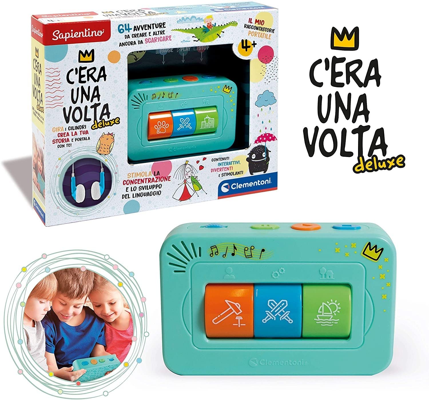 Clementoni - 17435 - Sapientino - C'era Una Volta Deluxe, racconta storie per Bambini 4 Anni interattivo, Storyteller, Gioco educativo elettronico, Cuffie Incluse