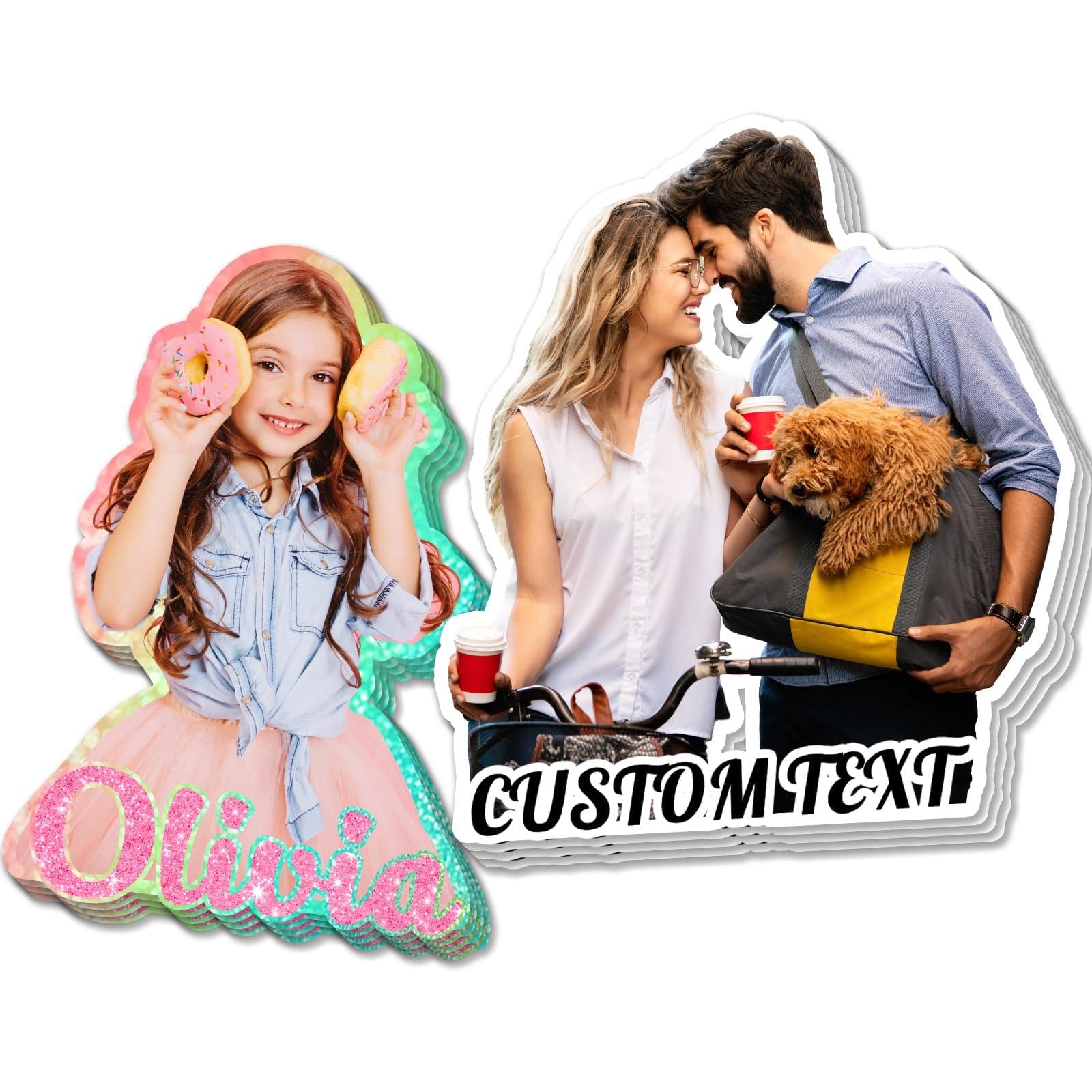 50-1000 Pack Personalized Photo Sticker Custom Stickers with Face Picture Image Customized Die Cut Waterproof Vinyl Decals for Cups Birthday Party
