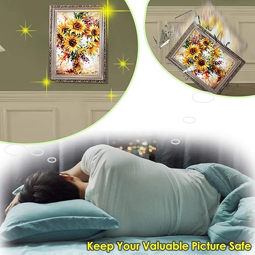 Miniatura 6 de Perchas de fotos de 100 libras, ganchos para colgar fotos, 20 ganchos para marcos, ganchos de fotos, kit de colgadores de accesorios resistentes,