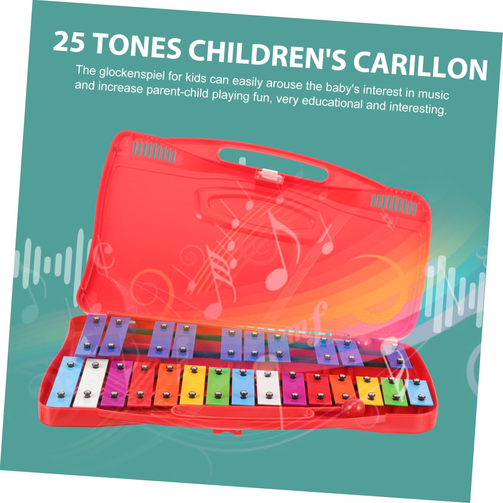 TOYANDONA Xilofono per Bambini 25 Toni, Strumento a Percussione Sicuro e Affidabile Corpo in Plastico e Ferro, per L'apprendimento Precoce e Giochi Educativi