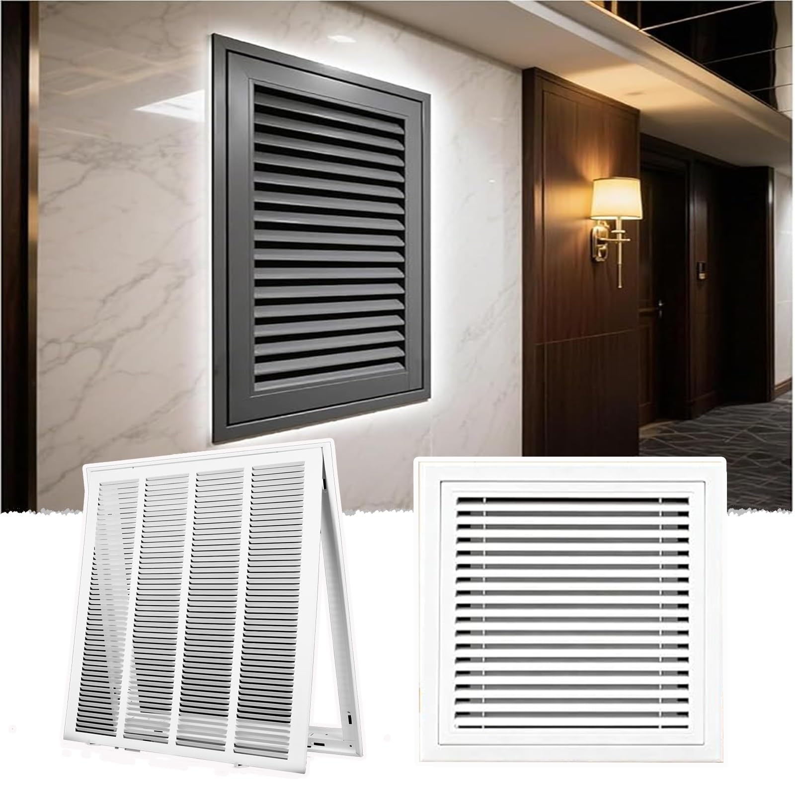 Rejilla de filtro de aire de retorno de 12 x 38 pulgadas, cubierta de ventilación de aluminio blanco con filtro de malla, parrilla de acero HVAC para pared y techo, solución de apertura de conducto de