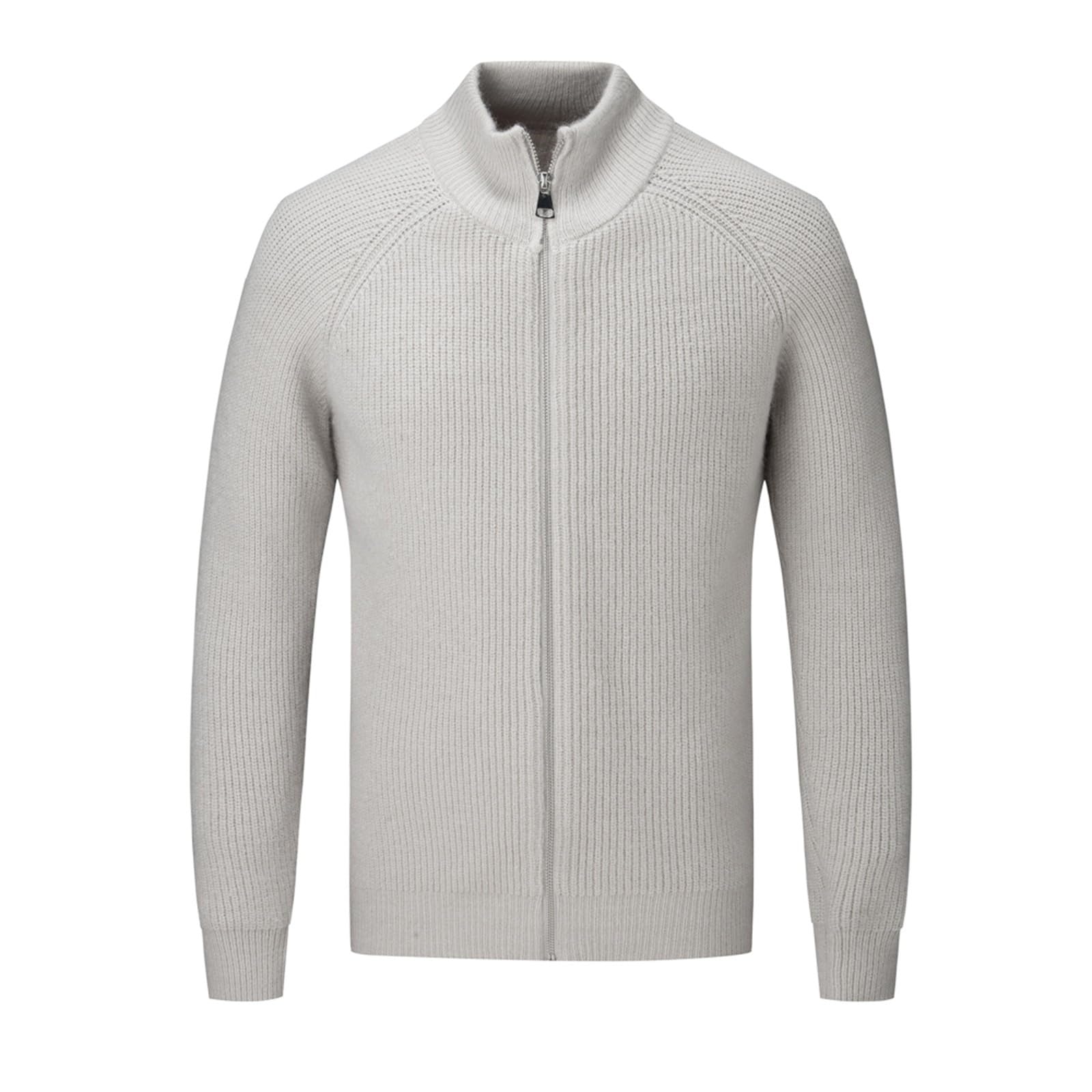 Jersey Hombre Invierno SuéTer Manga Larga Suéter Cardigan de Hombre con Cremallera Completa, Mangas Raglán y Cuello Reverso, Estilo Casual