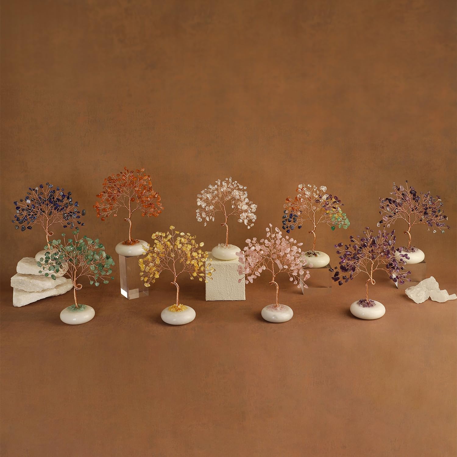 Amethyst Crystal Tree of Life Chakra Healing with White Jade Base, Home and Office Desk Decor, Bonsai Tree for Positive Energy Money Luck Yoga Meditation Stress Anxiety Relief Gift for Mom Sister - Image 4