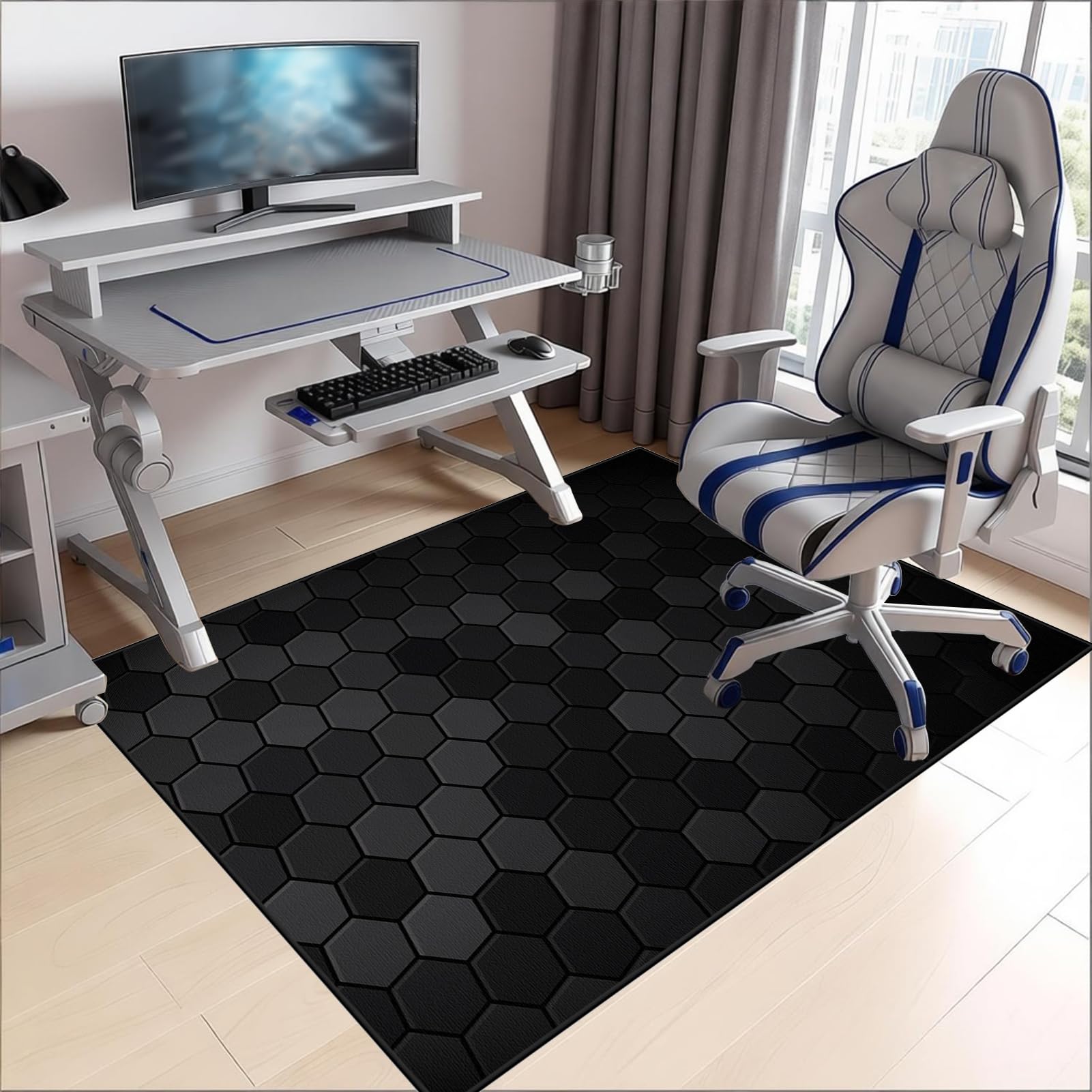 100 x 160 cm Tapis de Chaise Gaming Antidérapant Tapis de Protection de Sol pour Chaise de Bureau Protège Parquet Chaise Roulettes Tapis sous Chaise Bureau Tapis de Sol pour Bureau Plancher de Bois