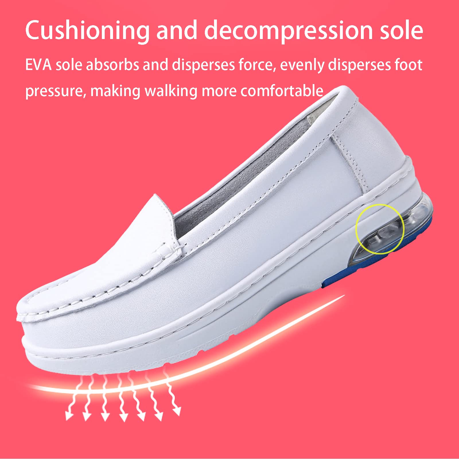Zapatos de enfermería Blancos para Mujer, Zapatos de Enfermera Profesionales, cómodos para Caminar, sin Cordones, para Trabajo en Restaurante de Enfermera, Ligeros