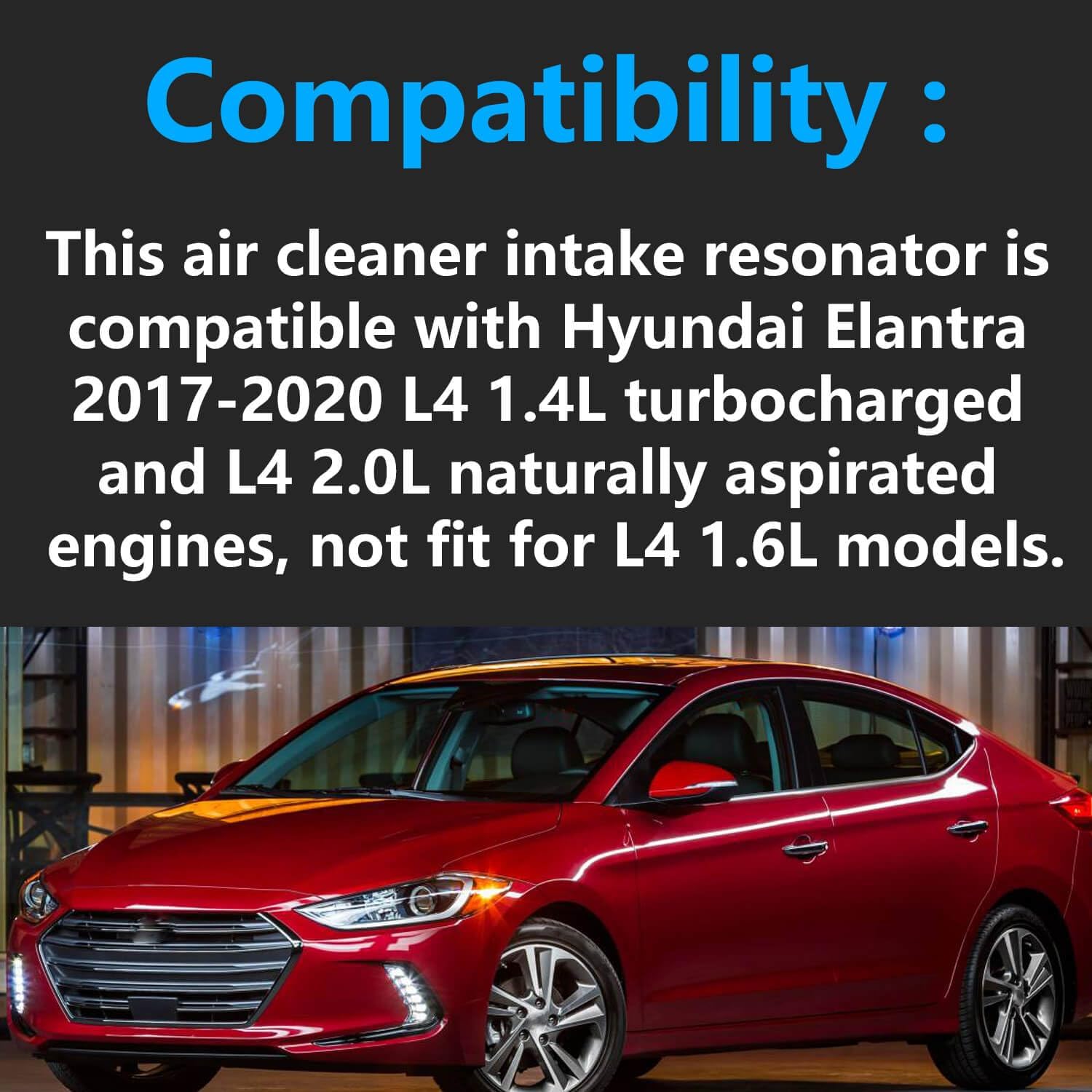 28220-F2000 Air Cleaner Intake Resonator Compatible with Hyundai Elantra 2017-2020 L4 1.4L Turbocharged / L4 2.0L Naturally Aspirated, Not for 1.6L, Replace OE 28220F2000