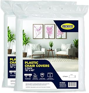 4 Pack Plastic Chair Cover for Moving and Storage, Chair Bag Plastic Chair Protector Waterproof Dust Cover, 76 Inches X 46 Inches
