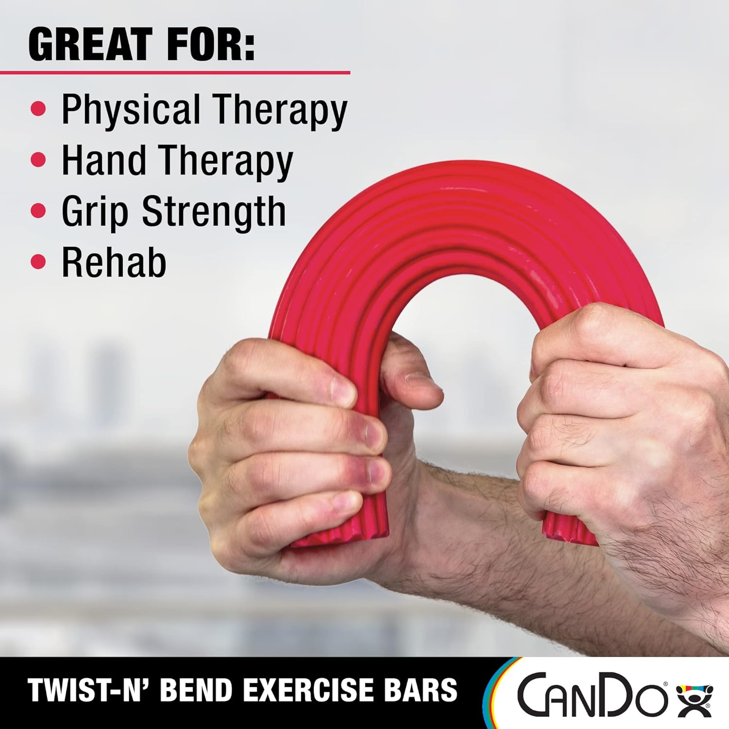 Cando 10-1512 Red Twist-n-Bend Hand Exerciser, Light Resistance