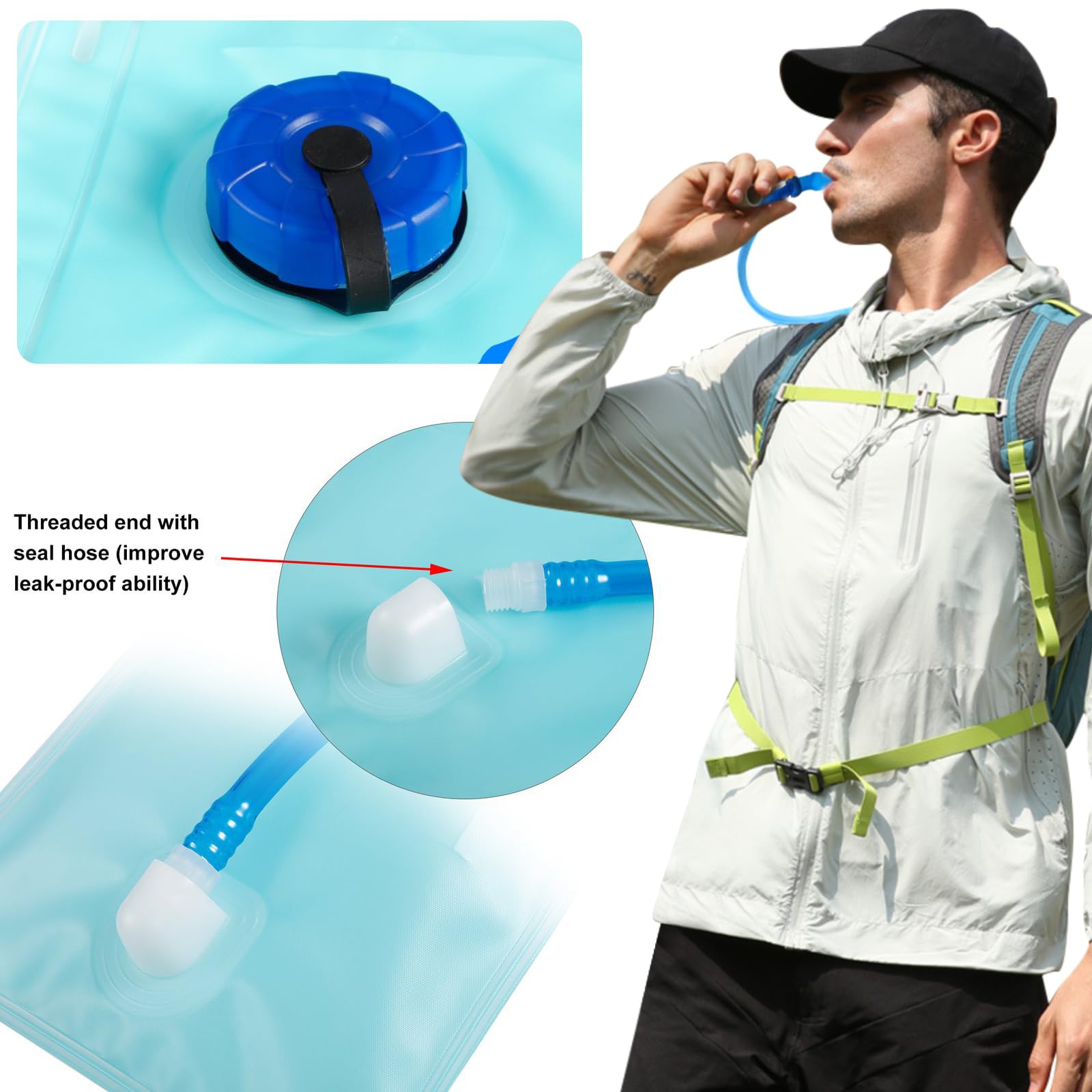 DKDDSSS 2 Pezzi Sacca Idrica 1L, Sacca Acqua per Zaino, Sacca Idratazione Portatile, Sacca Idrica con Apertura Larga, Sacca Idrica a Prova di Perdite, Sacca Acqua Trekking per Ciclismo e Campeggio