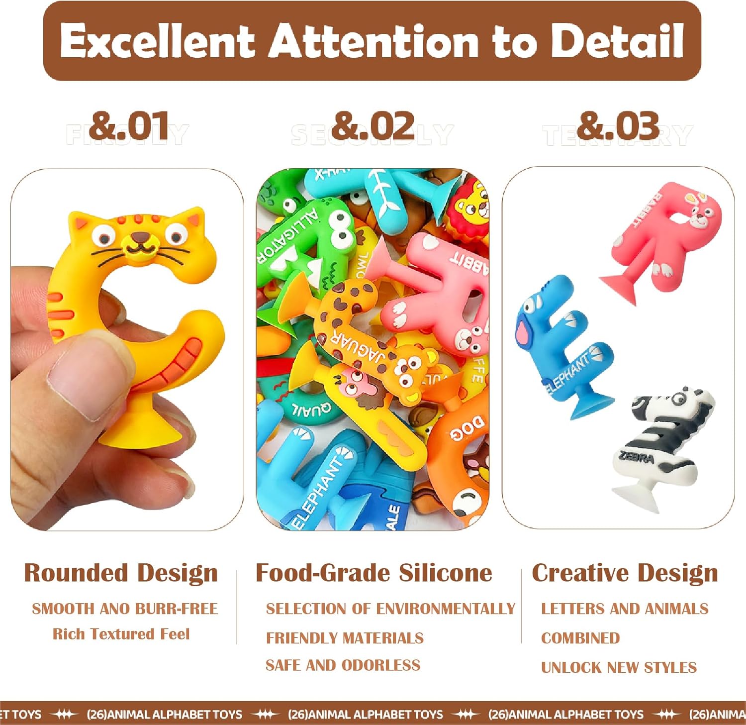 26PCS Suction Bath Toys Mold-Free | Bathtub Letters & Animal Sensory Toys with Shark Storage Organizer for Toddlers | Education Games | No Hole Silicone ABC Alphabet Learning Toys for Kids Ages 3-5