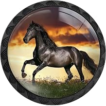 12 Pack Galloping Black Horse Cabinet Knobs for Kitchen Bathroom