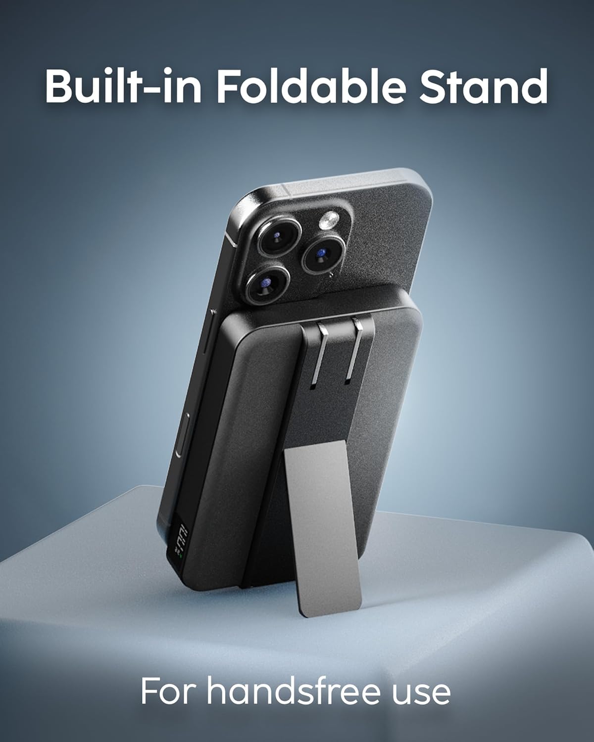 myCharge CliqLuxe+ Magnetic Wireless Power Bank 10,000mAh | iPhone & MagSafe Compatible | Qi2.2 25W Mag Safe Portable Charger | Built-in Wall Plug & Stand | 20W PD USB-C Port | Premium Black Fabric