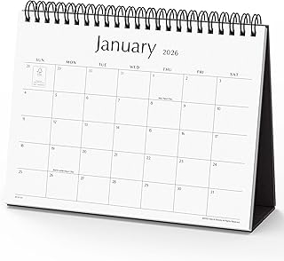 Sponsored Ad - Desk Calendar 2026, Nekmit Standing Flip Desktop Calendar Covers 18 Months Runs from January 2026 to June 2...