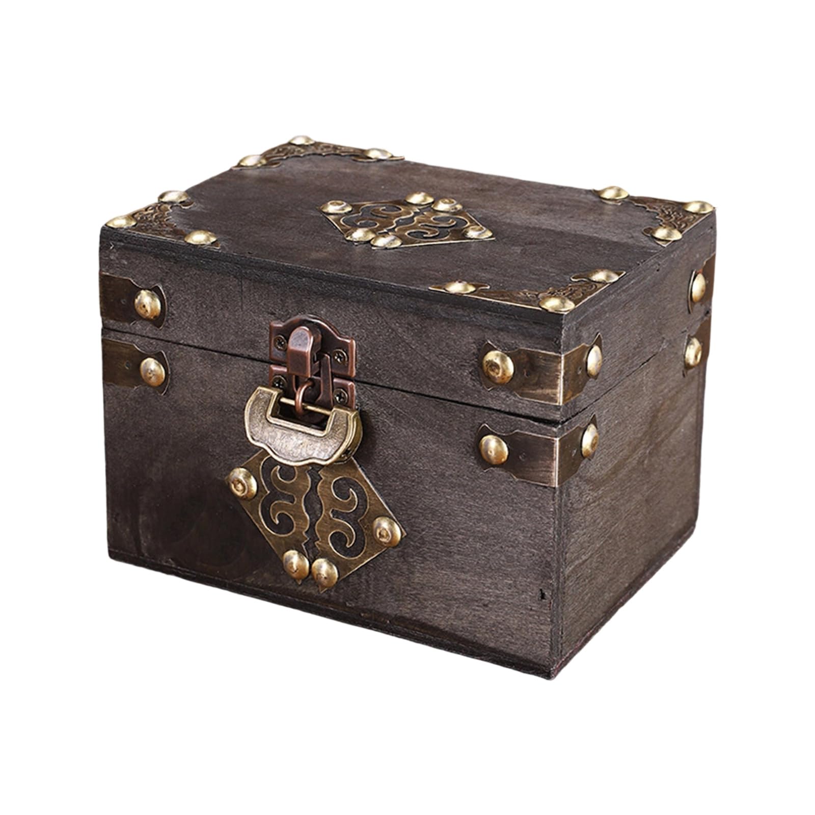 ZBIianxer Classical Jewelry Box with Secure Locking for Valuables and Collectibles Retro Wooden Traditional Organizers Keepsakes Rural Trinket Small Chest