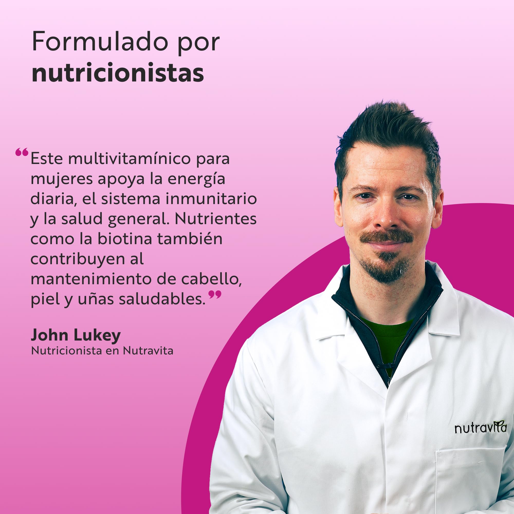 Nutravita Multivitaminas Mujer - 180 Tabletas Veganas - Complejo Multivitaminas y Mineral para Mujeres - 24 Vitaminas y Minerales Activos Esenciales - Vitaminas C, D3, Biotina & Ácido Hialurónico