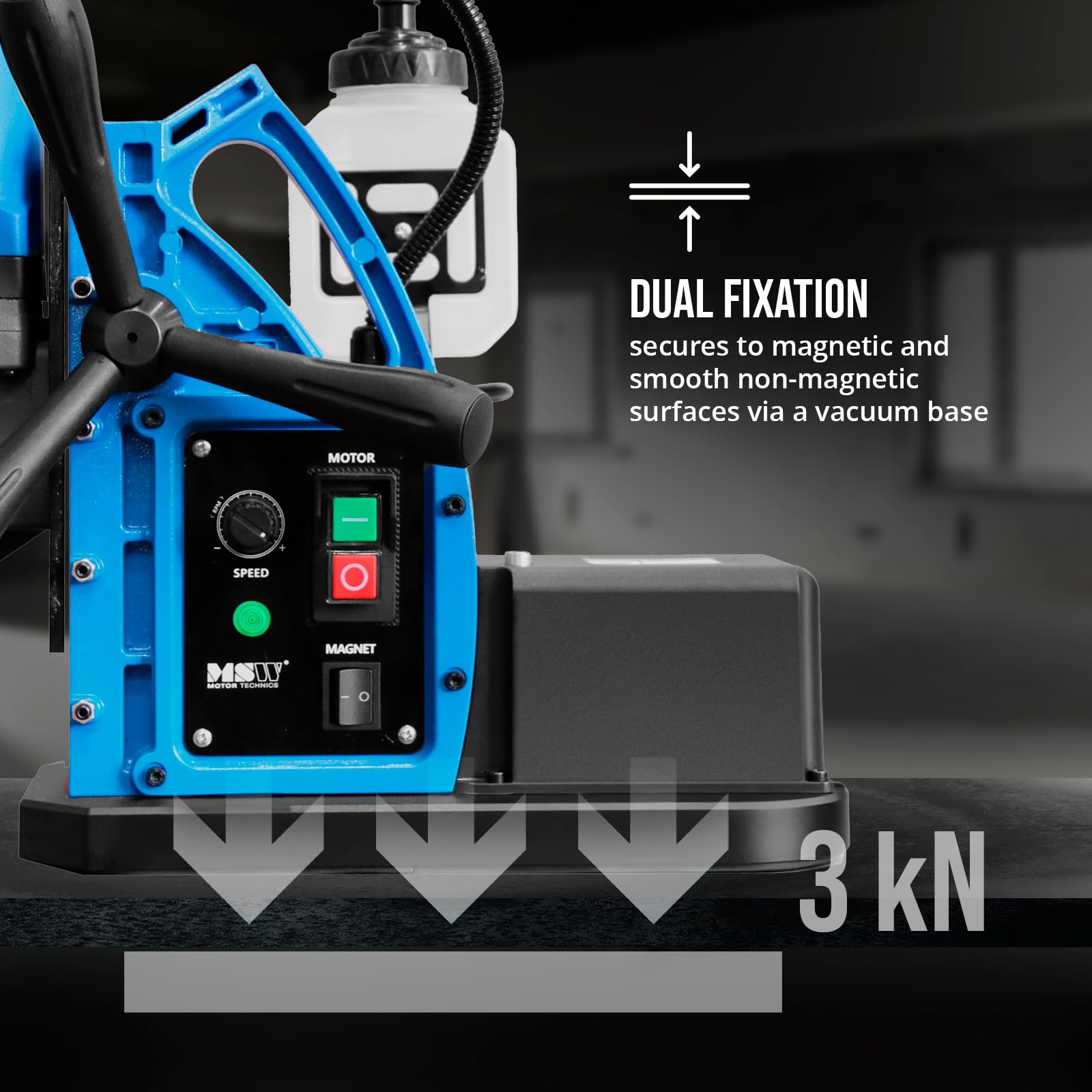 MSW wiertarka magnetyczna z próżnią 1550 W 830 obr./min 3 kN do wierteł 35 mm wiertarka rdzeniowa wiertło magnetyczne