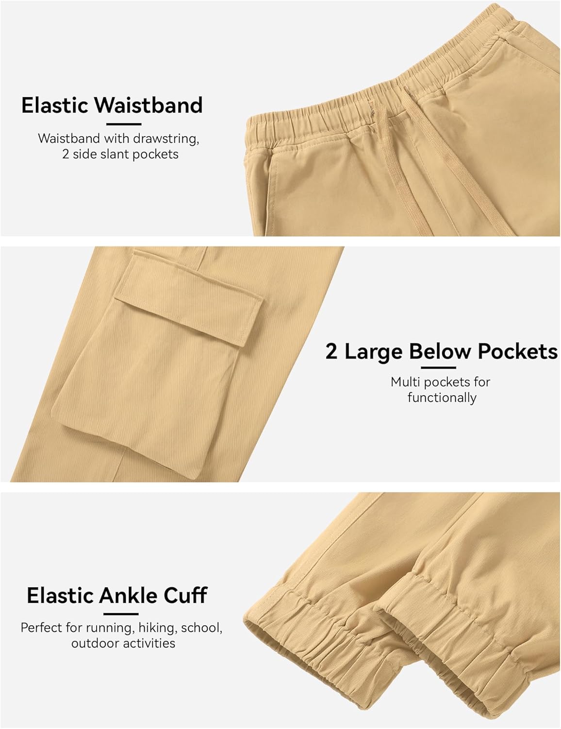 KEREDA Girls Cargo Pants Jogger Elastic Waist Drawstring with Pockets Uniform Pants Clothes for Teen Girls - Image 5