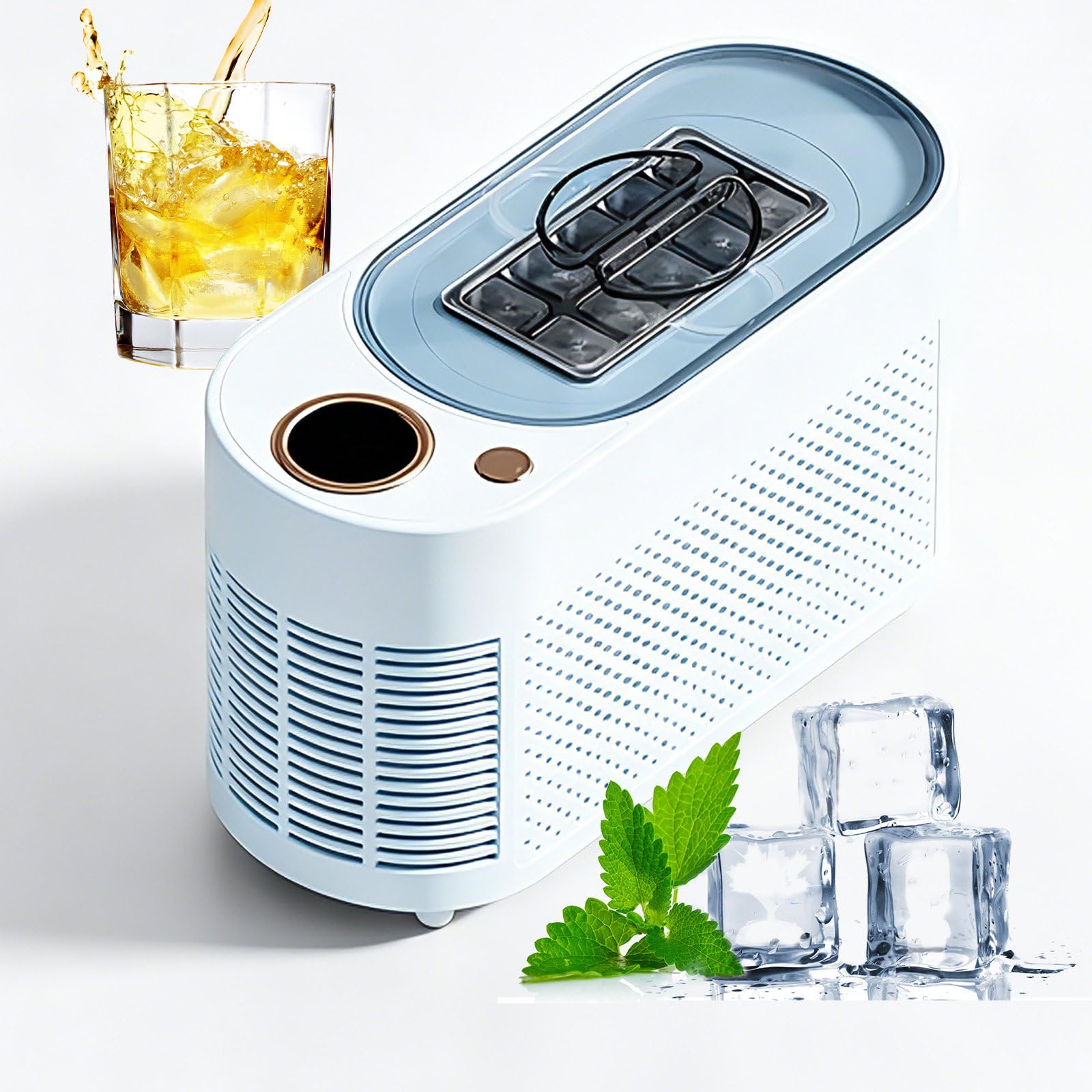 Machine à glaçons 12V portable bleu clair double alimentation