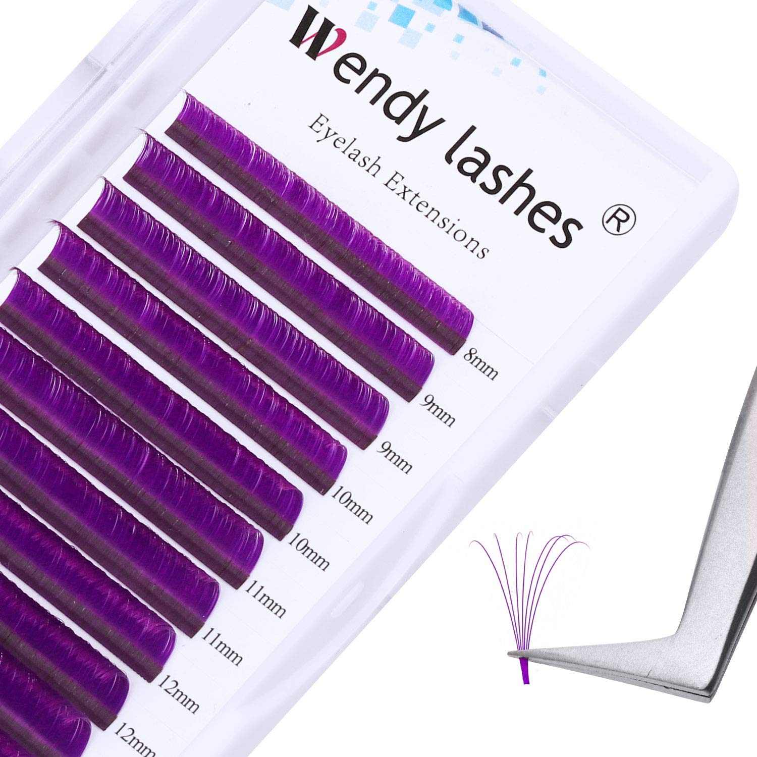 Volume Lash Extensions Purple Easy Fan Volume Lashes 8-14mm D Curl Mixed 0.07mm Thickness Self Fanning 4D 5D 6D~10D Easy Fan Cluster Rapid Automatic Blooming Lash Extensions(Purple 0.07-D, 8-14mm)