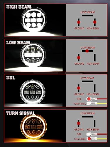 Miniatura 5 de CO LIGHT Faro LED de 5.75 5 34 redondos con luz de señal de giro ámbar DRL y haz alto y haz de luz LED, faros delanteros sellados compatibles con